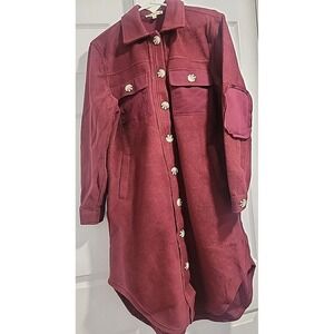 Indigo Thread Company Womens Shirt Sryle Dress/Jacket/coat Burgundy SZ M Pockets